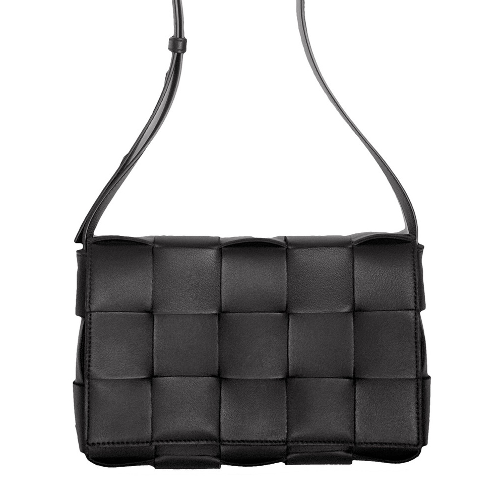 Bottega Veneta Intrecciato Cassette Bag (black calfskin leather)